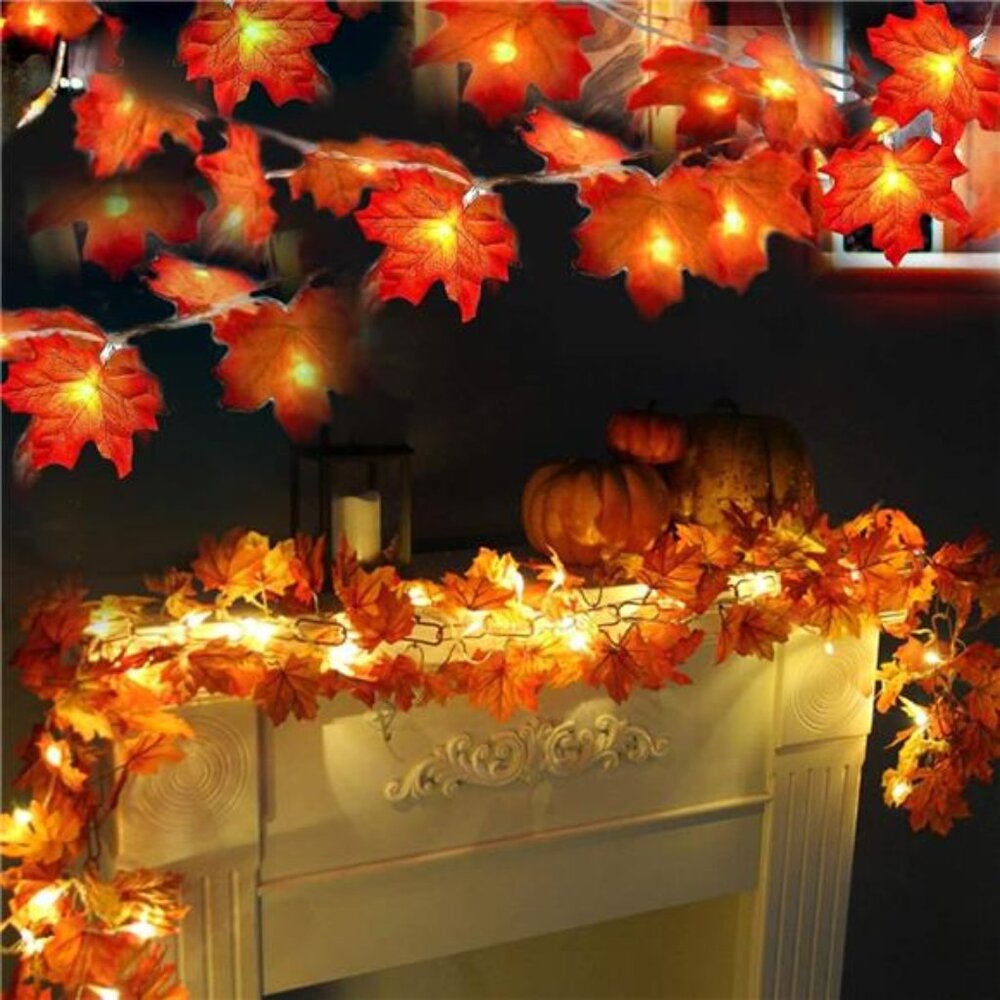 2 Pack Fall Decor for Home Fall Lights, Total 20Ft 40LED Battery Operated